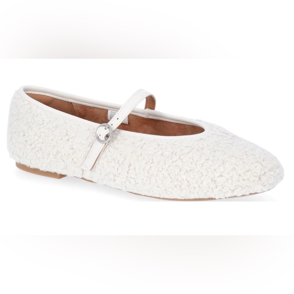 NO BOUNDARIES Womens Shearling Mary Jane Flats Size 6 Cream New